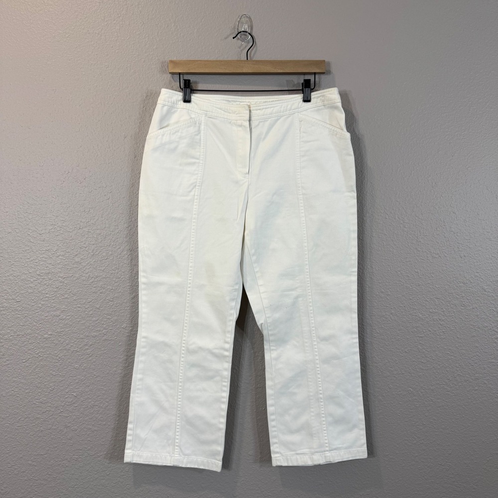 Caslon Women's Size 10 White Seam Detail‎ Cropped Pants CN94131MI